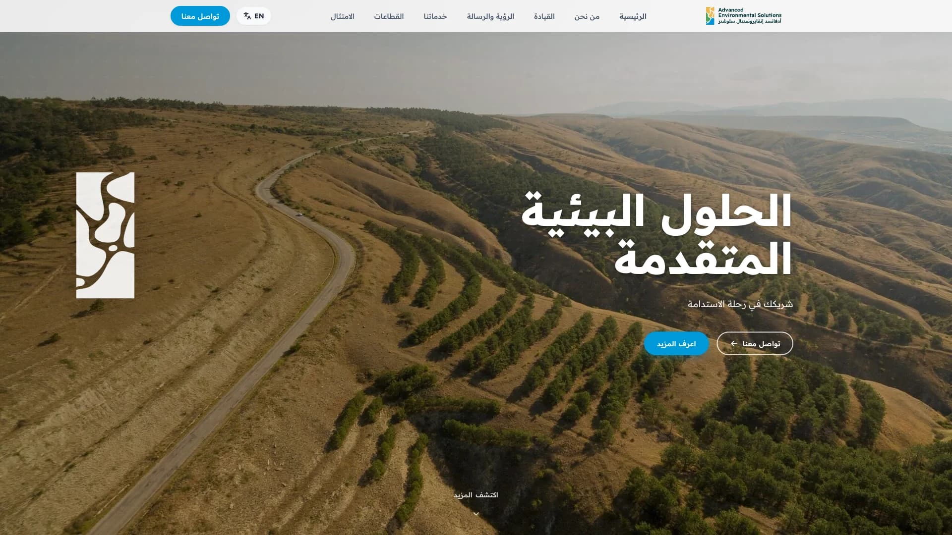 The Arabic AES homepage on a desktop screen
